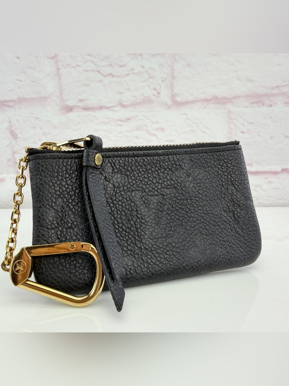 Louis Vuitton Empreinte Leather Zip Pouch Key Cles with Gold Hardware